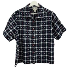 Tantrums Women’s Fourth of July Stars Button Down Short Sleeve Shirt Size XL