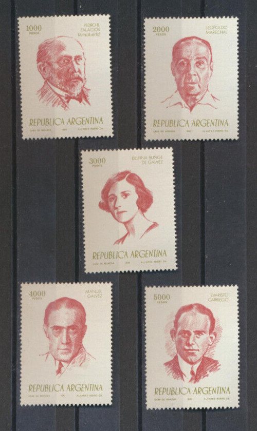 Argentina 1983 Writers Set #1406 - 1410  Mint Never Hinged Complete