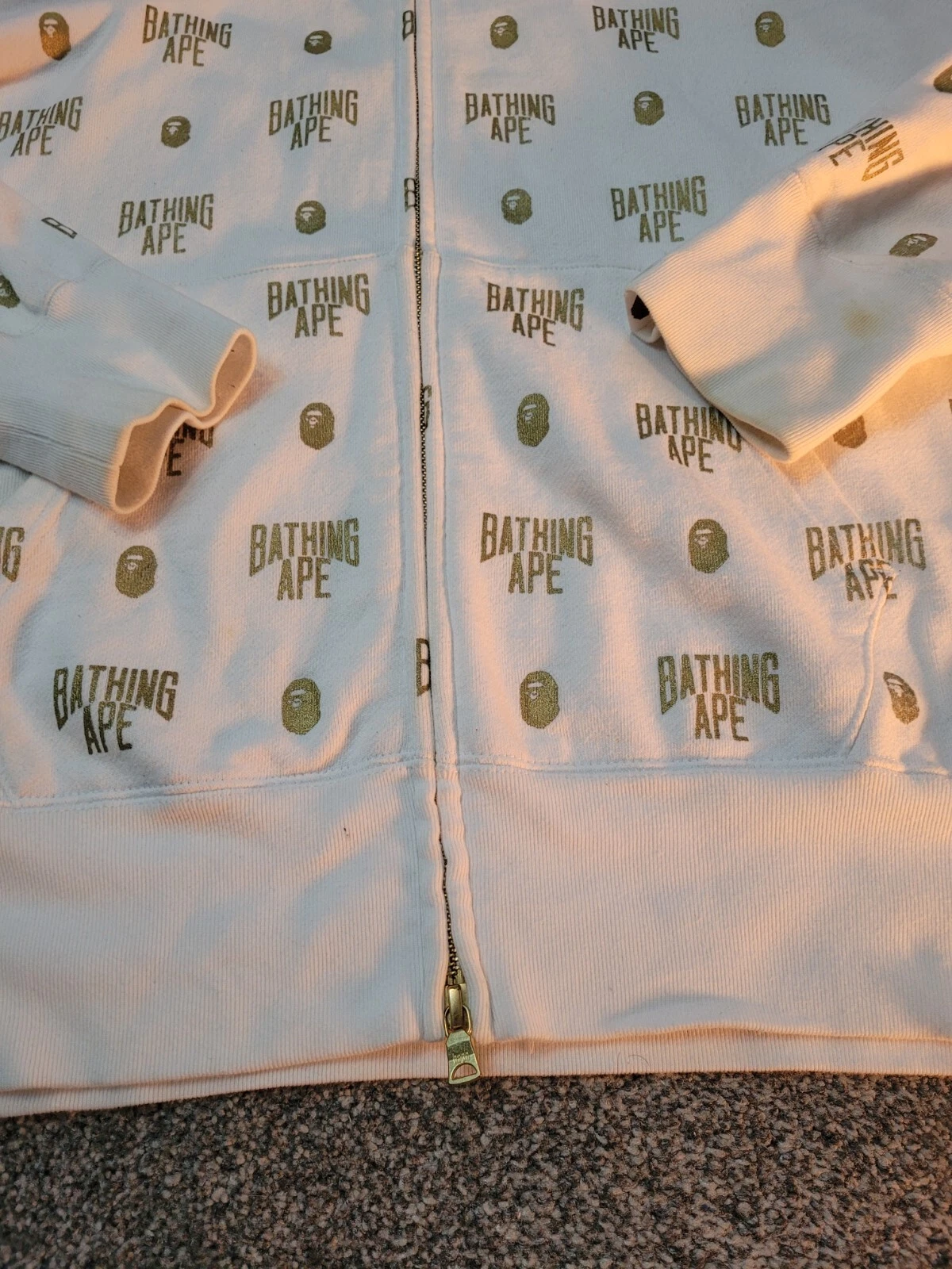 A BATHING APE (BAPE) BAPE Monogram BAPE logo full zip hoodie White x G A Bathing Ape Size M