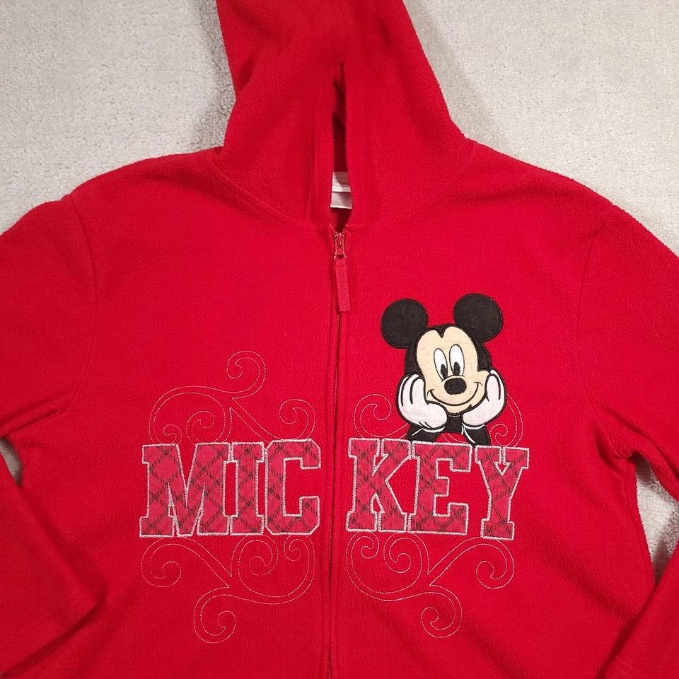 Mickey Mouse Sudadera con Capucha Mujer 1X Cremallera Completa Sudadera Chaqueta Disney Rojo Bordado Foto 3 de 4
