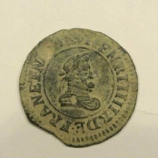 HENRI IV  (circula louisiane ) denier  tournois 1610 city LYON beautifil coin 