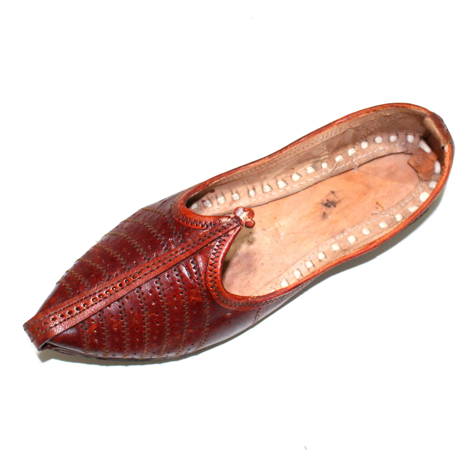 Men Mojari Fine Leather Red Jutti Punjabi Khussa Handmade Shoes Flip Flops US-9