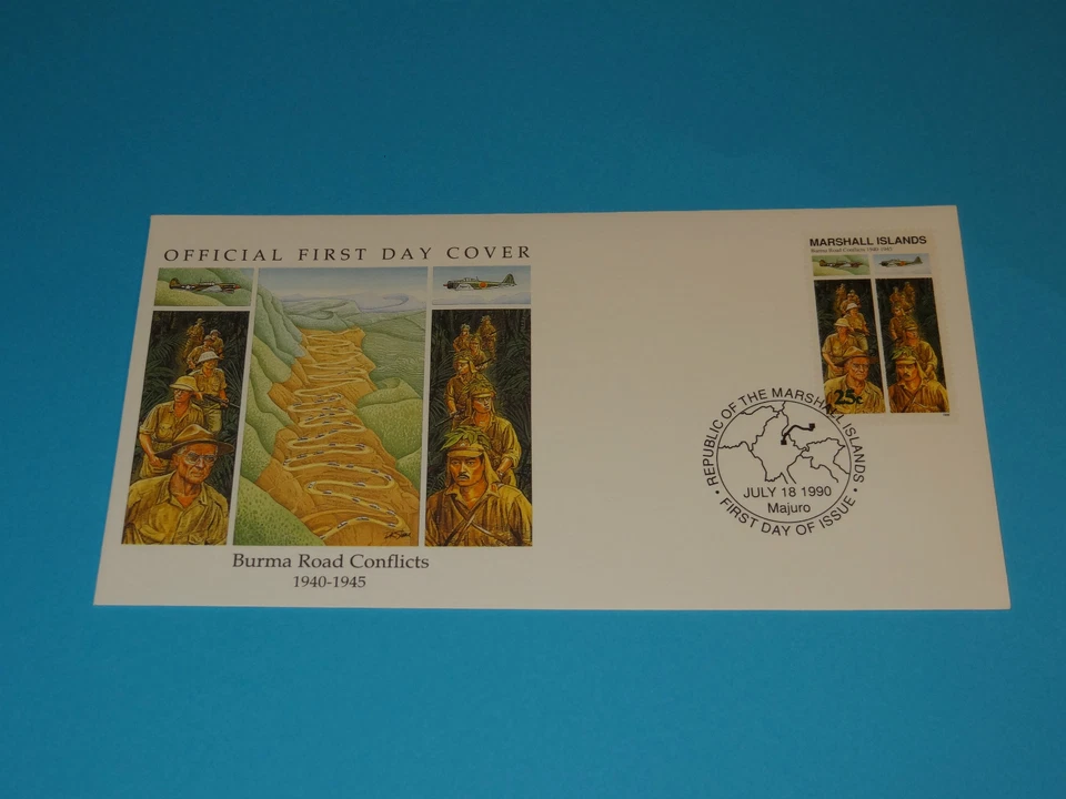 WWII FDC W12 Burma Road Britain Japan China * Conflicts * Stilwell * 50th Anniv - Image 1 of 1