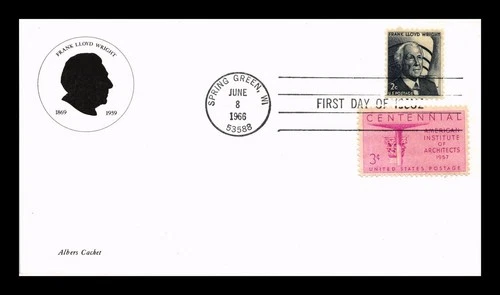 DR JIM STAMPS US COVER FRANK LLOYD WRIGHT PROMINENT AMERICANS FDC COMBO