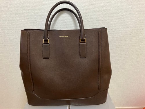Alexander McQueen Leather Business Tote Bag Dark Brown Gold Hardware