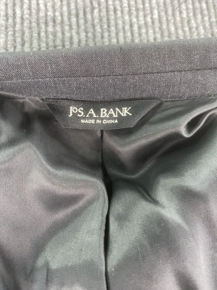 Jos. A Bank Suit 42 L Gray Wool Solid Premium Pleated Jacket Pants 36x34 - Image 3 of 4