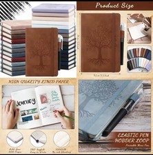 Hardcover Faux Leather Journal Notebook 200 Lined Pages With Pen Color Variation