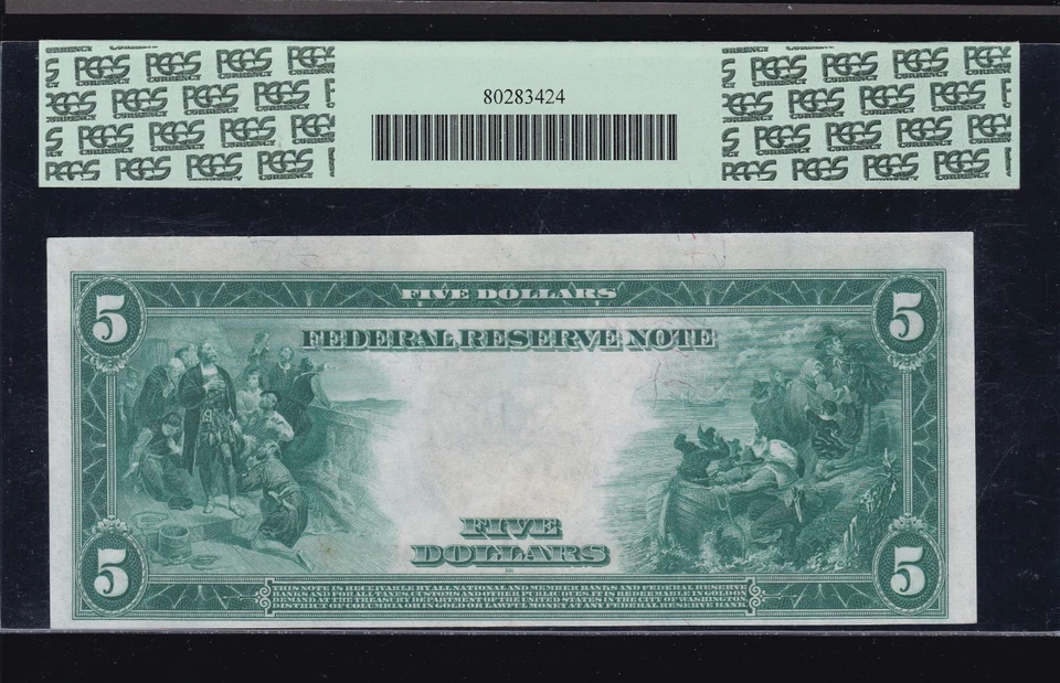 US 1914 $5 FRN Minneapolis Burke/Houston FR 878 PCGS 63 PPQ Ch CU (551) - Image 2 of 2