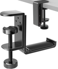 Foldable Headphone Stand Clamp Hook Under Desk Space Save Mount, Universal Fit