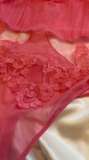 Victoria s Secret Pink Lace Teddy Bodysuit Sheer Mesh Ruffle Lingerie L