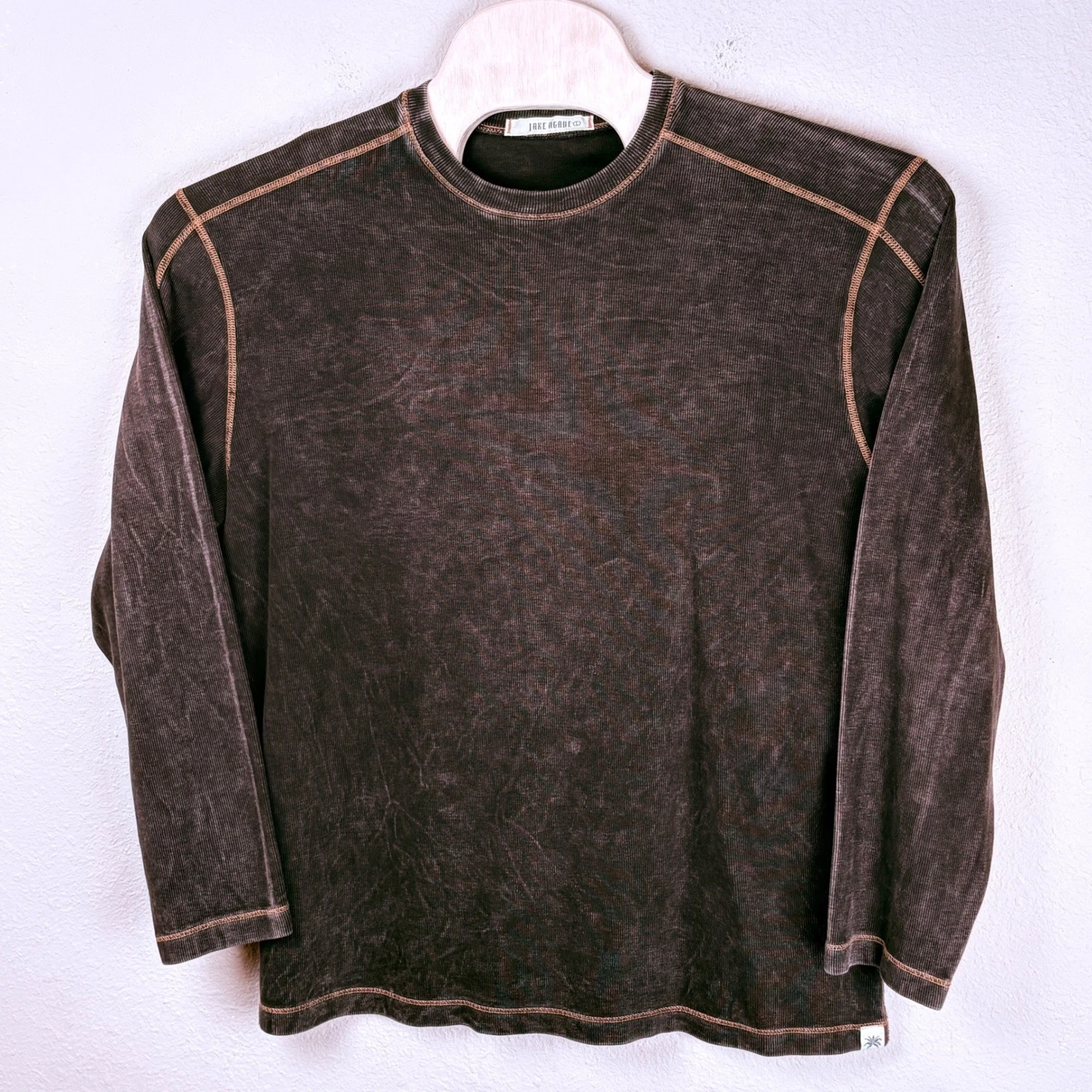 Agave Mens Large Shirt Brown Desperado Supima Cotton Long Sleeve Mineral Wash
