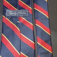 Rivers of Boston Men's Woven Striped Pointed Tie Blue Red Yellow Made in USA