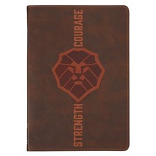 Christian Art Gifts Brown Vegan Leather Journal, Inspirational Men  s Notebook Li