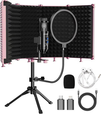 Upgraded Studio Recording Microphone with Isolation Shield & Pop Filter - Music