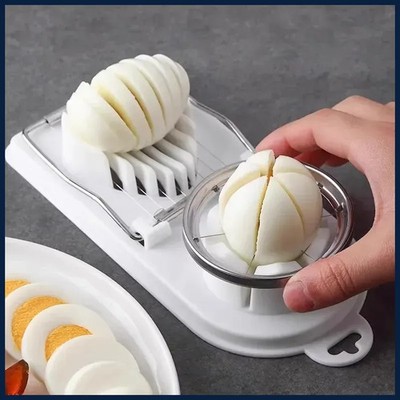 Multifunctional PP Base egg cutter 2-in-1 stainless steel wire pull egg