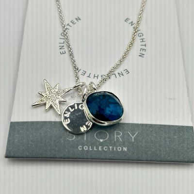 Katie Loxton London -Enlighten W/3 Charms, Silver Plated 18  Necklace-NEW