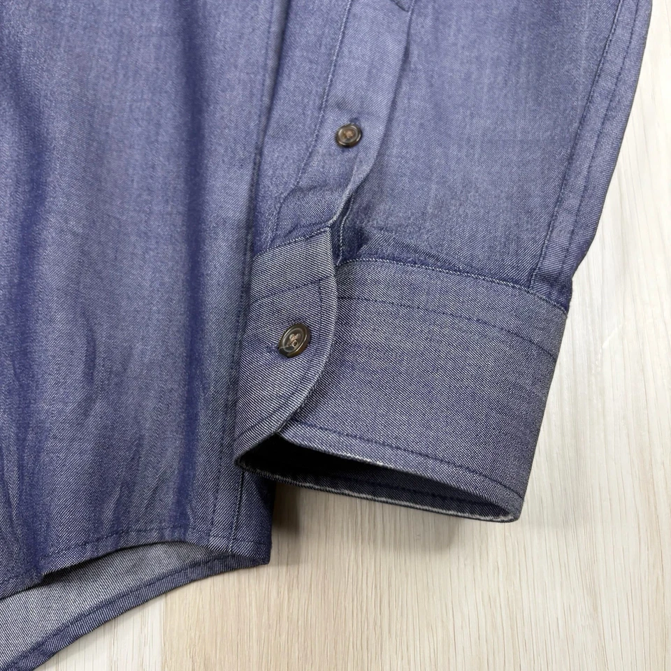 Camisa masculina WOOL & PRINCE 100% lã penteada com botões tamanho G grande - Imagem 2 de 4