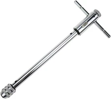 Quluxe Adjustable T-Handle Ratchet Tap Wrench, Silver Alloy M3-M8, 