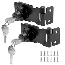 2 Pack Keyed Hasp Locks 2.5 Inch Twist Knob Metal Safety Latches Black