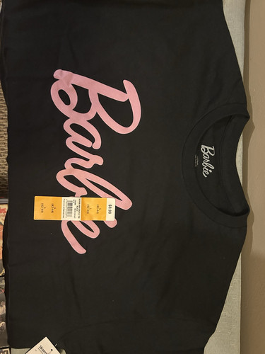 Mattel Barbie t-shirt Women Large/short sleeve/graphic print/black+pink - Picture 1 of 2