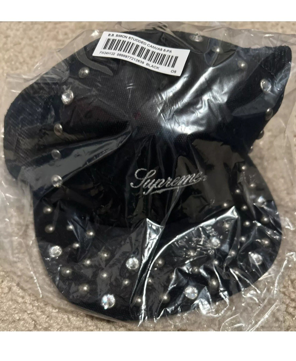 B.B. Simon x Supreme Studded Canvas Mesh Back 5-Panel Black B.B. Simon x Supreme Studded Canvas Mesh Back 5-Panel Black