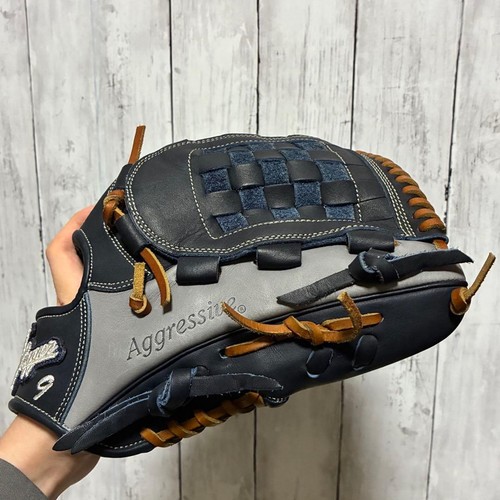 Slugger srebrne czarne rękawice baseballowe prawdziwe profesjonalne - Zdjęcie 8 z 10