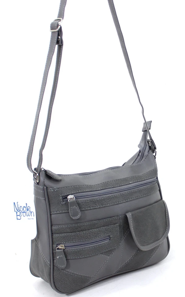 Womens Ladies Black PU Leather Cross Body Bag Long Shoulder Strap Handbag UK