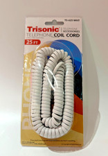 Trisonic 25 Foot Modular Telephone Coil Cord White TS-625 WHT NEW in package