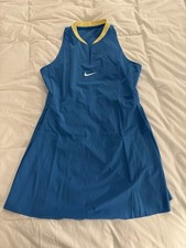 Nike Dri-Fit Advantage Tennis Dress Blue Yellow FD5621-406 Women's Size M Slim