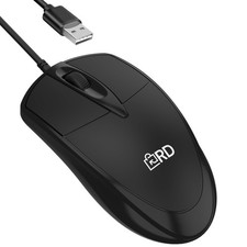 USB Wired Computer Mouse Optical 3 Button Black Durable PC Laptop 1600 DPI 4.4FT