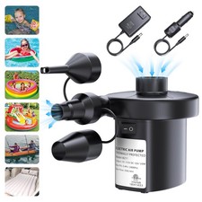Electric Air Pump for Inflatables, Portable Car Air Mattress Pump 110V AC/12V...