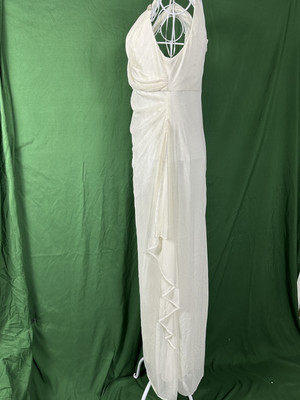 green emerald velvet dress Vintage 1960s White Flower Maxi Wedding Dress main image 1