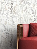Newroom Vliestapete Grau Blumen Floral Romantisch Botanisch Wohnzimmer Edel
