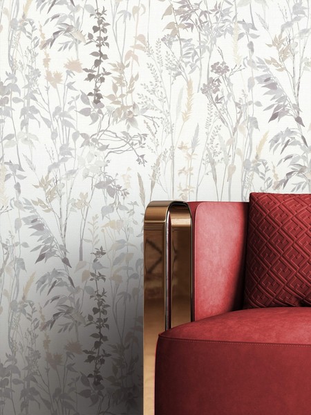 Newroom Vliestapete Grau Blumen Floral Romantisch Botanisch Wohnzimmer Edel-image