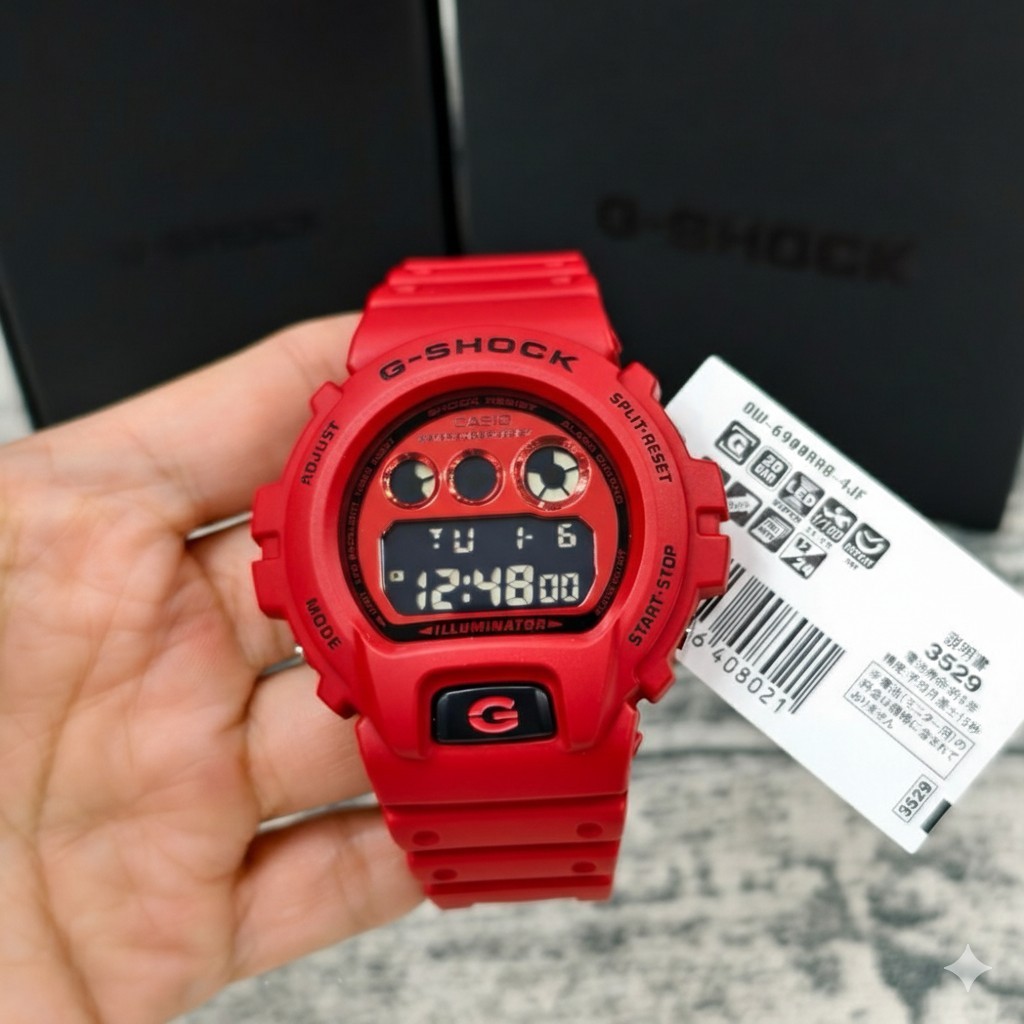Casio G-Shock DW-6900RRB-4 Iconic Red Digital Watch Negative
