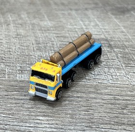 Vintage 1980s Micro Machines Truck Semi Flatbed Logging Yellow & Blue Galoob