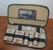 VTG Men's Leather Shaving Grooming Travel Kit Gillette DE Safety Razor England