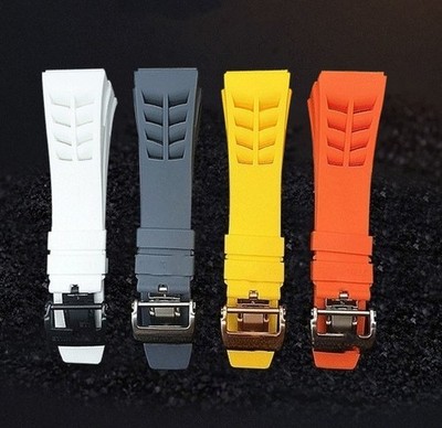 Silicone Watch Straps Mens Wristband 25mm for Richard Mille RM35-03 Screw Style