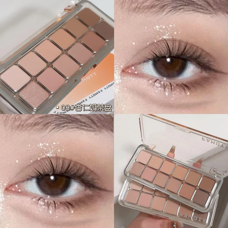 12-Color Matte Eyeshadow Palette in Low-Saturation Tea Apricot Shades. - Image 4 of 4