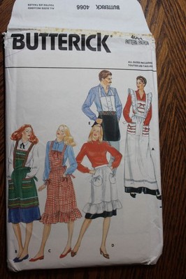 Style 4066 Pattern Butterick 4066 Aprons Pinafore Style Pockets Men's & Misses' One Size ...