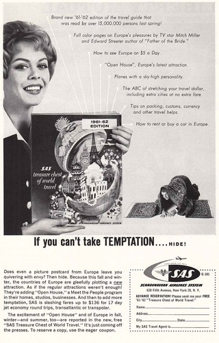 1961 Scandinavian Airlines, SAS: SAS Book Vintage Print Ad