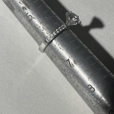 Engagement Ring Solitaire Princess Cut Silver And White Sapphires Size 6