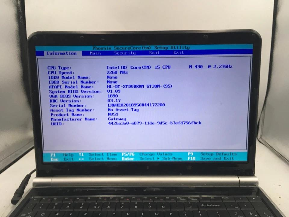 GATEWAY NV59 MS2288 - BOOTS TO BIOS - INTEL I5 M430 - NO RAM - 15" - READ - BB - Image 2 of 4