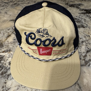 Coors Banquet Adjustable Snapback Hat Cap Navy/Tan Breweriana