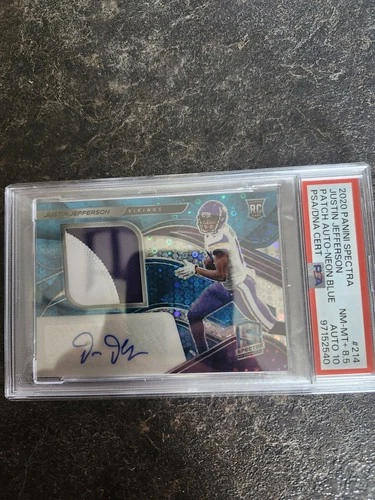 2020 Panini Spectra Rookie Patch Auto 47/60 PSA 8.5 Auto 10 Justin Jefferson 214