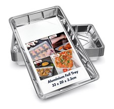100 Extra Large Aluminium Foil Trays for Baking, 32cm x 20cm x 3.3cm BBQ