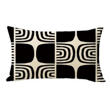 Black White Geometric Lumbar Decorative Throw Pillow Cover 12 x 20,