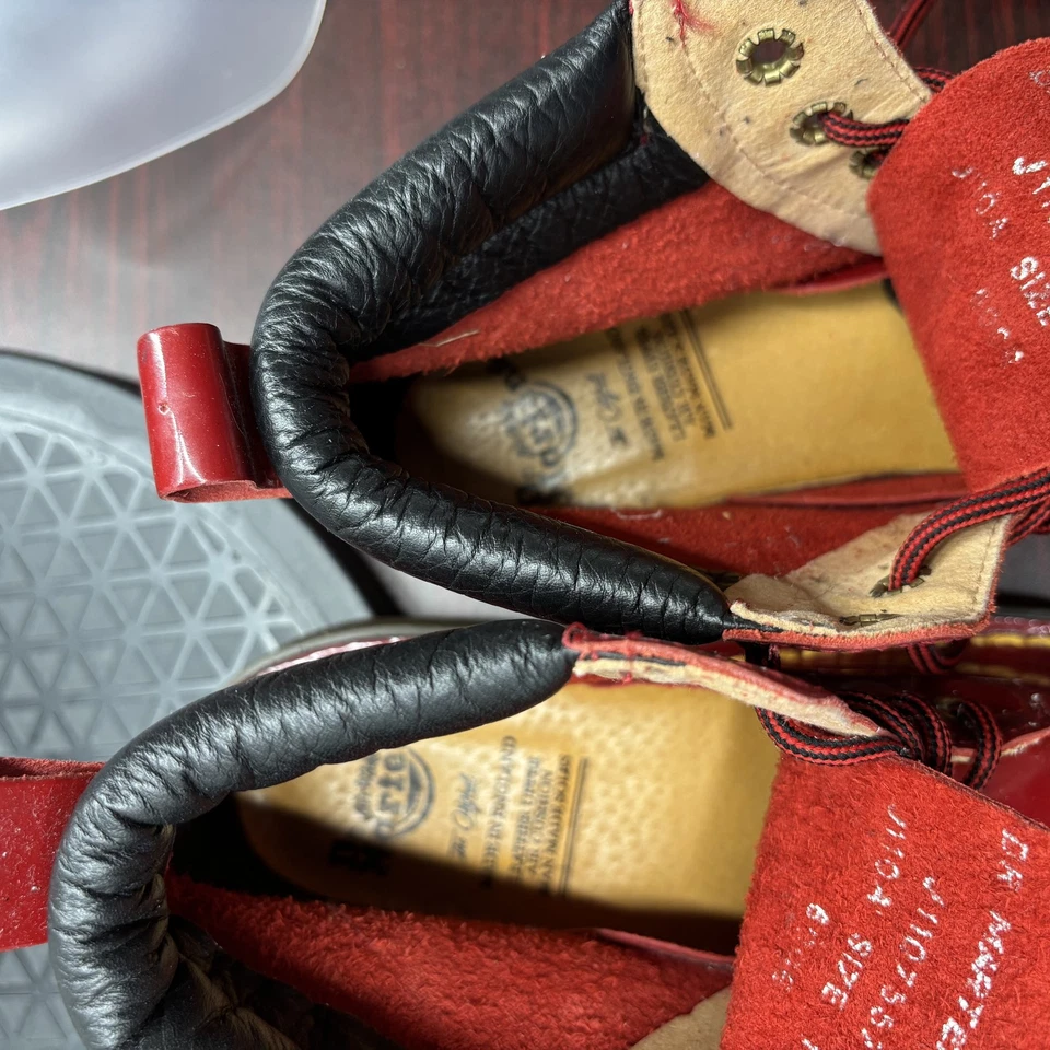 Dr Martens Vintage Boots Youth Child Size 1 Red Patent Leather Made In England - Image 4 of 4