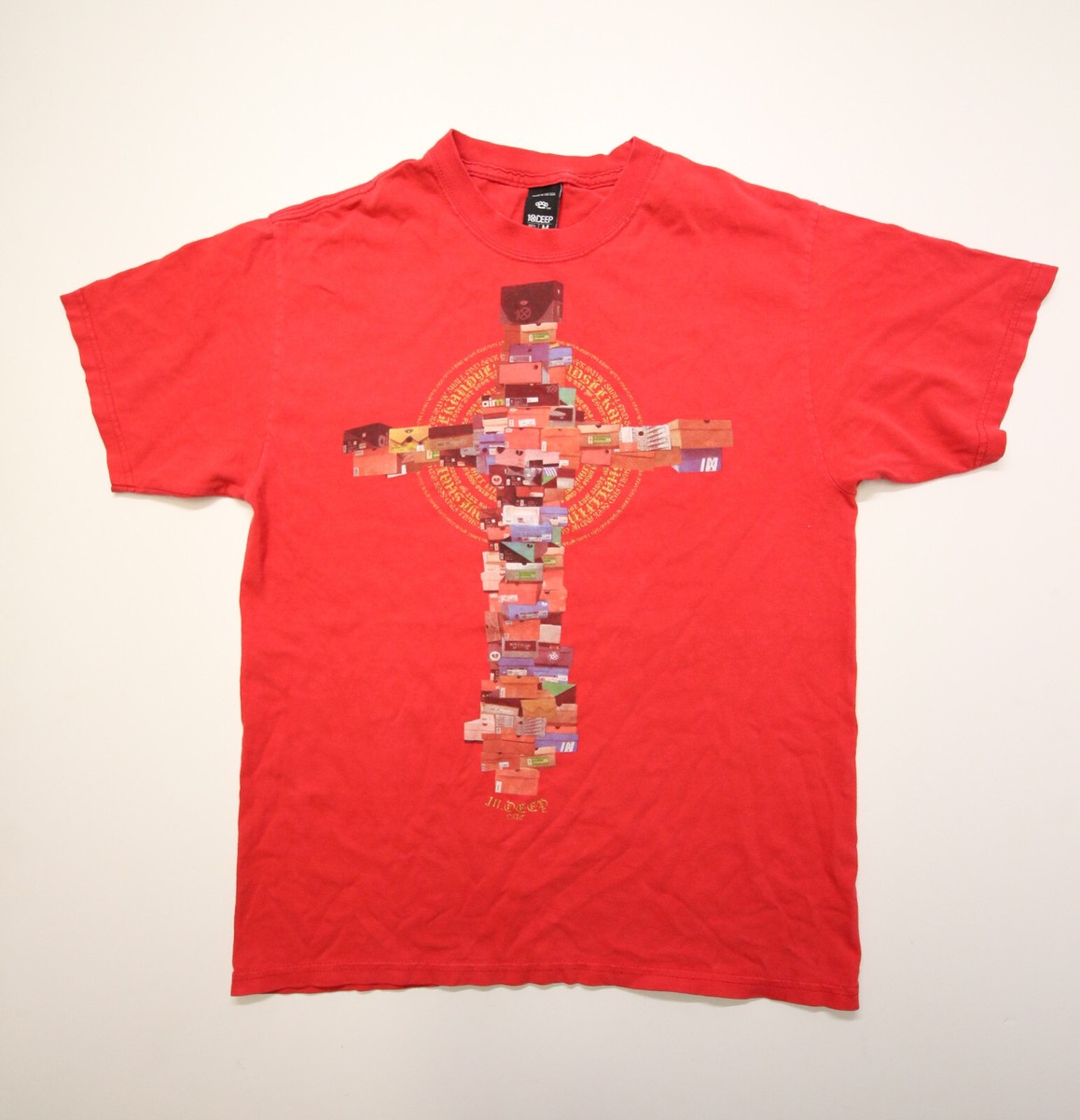 Vintage 10 Deep T-Shirt Mens M Red Sneaker Box Cross Searching