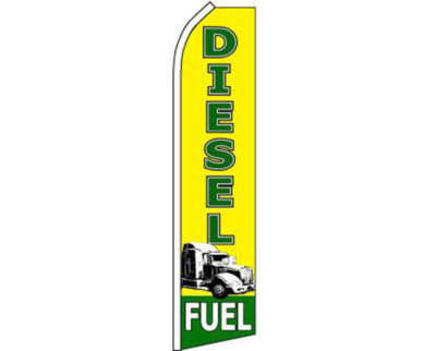 Pack of 2 Diesel Fuel Yellow Green White Swooper Super Feather Advertising Flag
